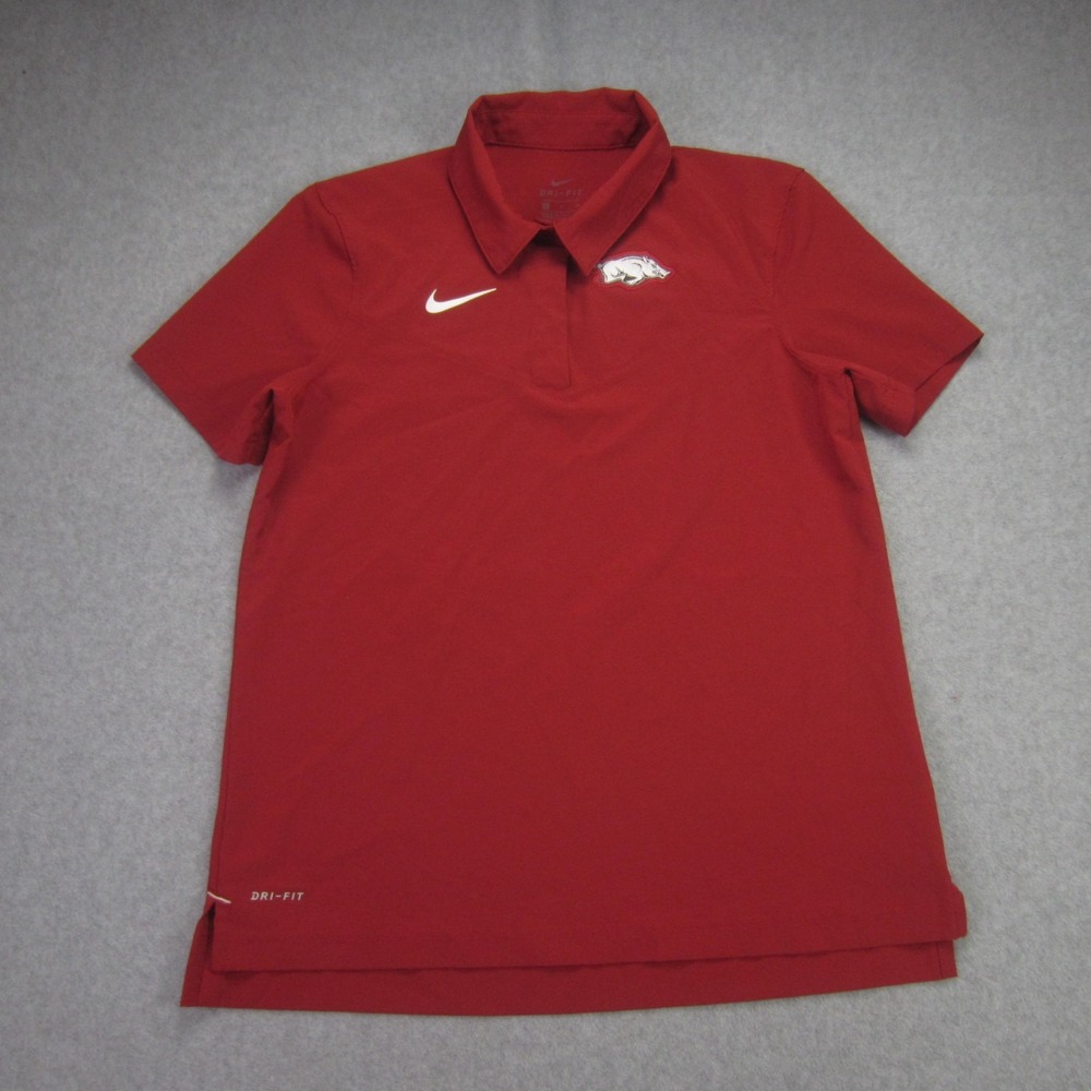 Arkansas Razorbacks Nike Polo Mens Small Red On Field Dri Fit Golf Shirt NCAA